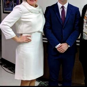 Pearl trimmed Bolero jacket with tank shell dress